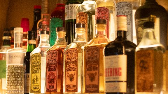 Selection of premium liquor bottles at Metro Private Cinema’s in-house bar